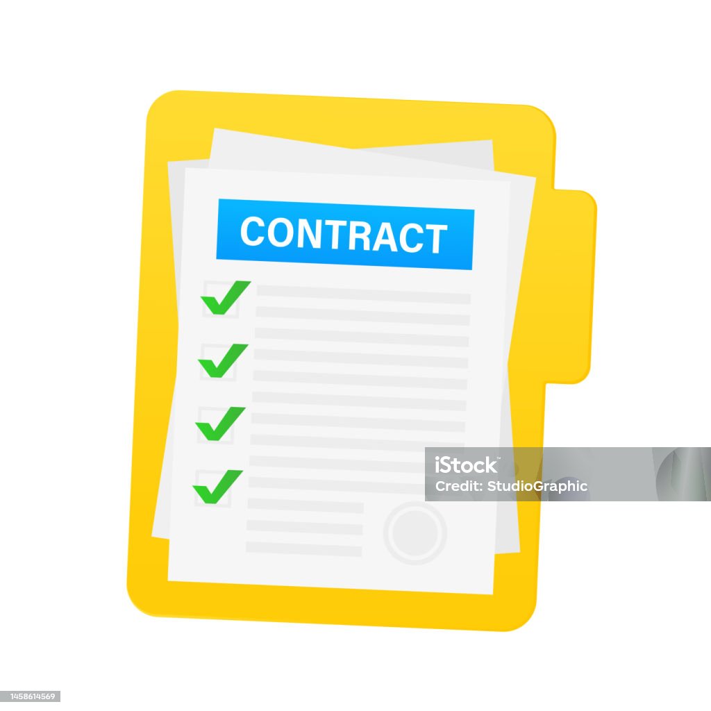 Contract Document Stack Contract Documents Document A Folder With A Stamp And Text Document ...