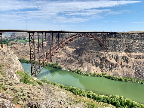 Snake River in Twin Falls, Idaho, USA. The Snake River is a major river of the greater Pacific Northwest region in the United States.