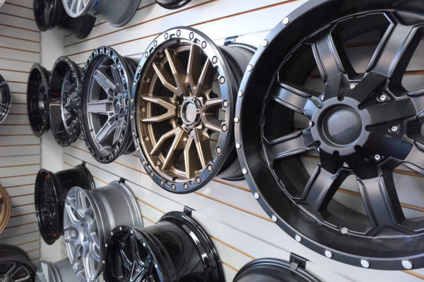 istock Tire rims in store 1458627823