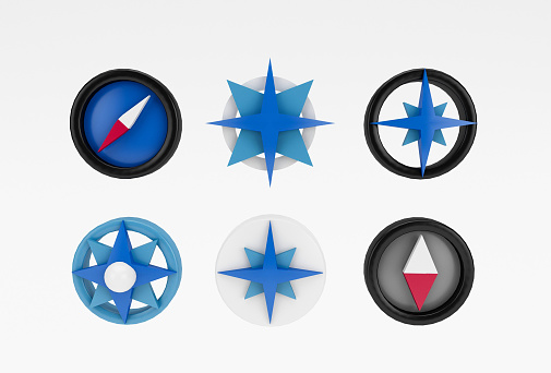 compass icon 3d illustration minimal rendering on white background.