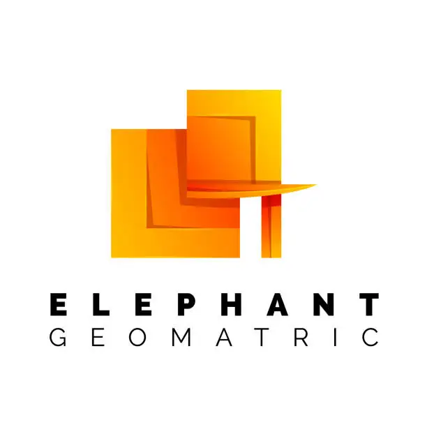 Vector illustration of Orange Gradient elephant Design with geometric lines