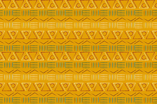 African Wax seamless pattern. Print fabric, Ethnic handmade ornament for your design, Afro Ethnic flowers and tribal motifs pattern geometric elements. Vector background. Vector illustration