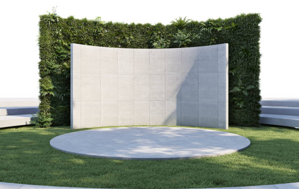 istock 3D render lawn and wall plants on white background 1458632244