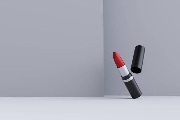 istock Red lipstick close up isolated on white background. 3d rendering. 1458639361