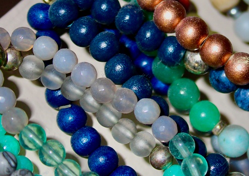 A selection of beautiful handmade beaded bracelets.