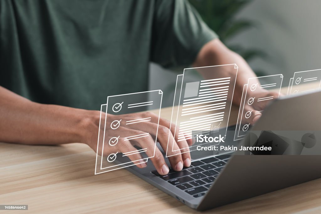 Document Management System Concept Files On Virtual Screen Interface ...
