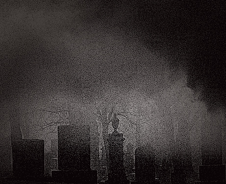 Spooky Cemetery at night with fog