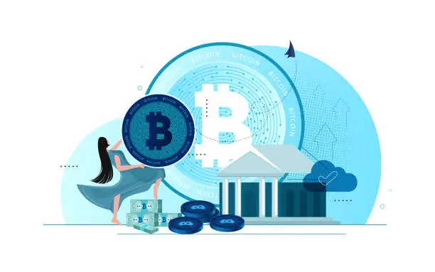Vector illustration of Bitcoin Property vector graphics concept