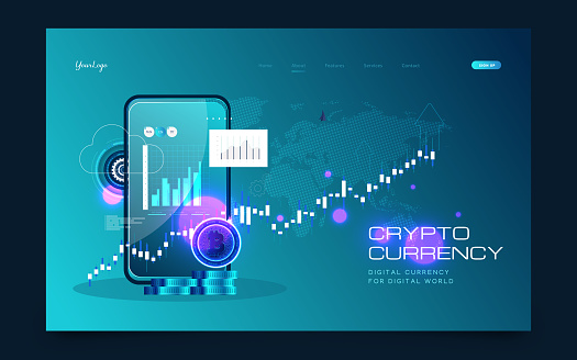 3D Vector Conceptual Illustration of Mobile Crypto Wallet, Online Cryptocurrency Exchange