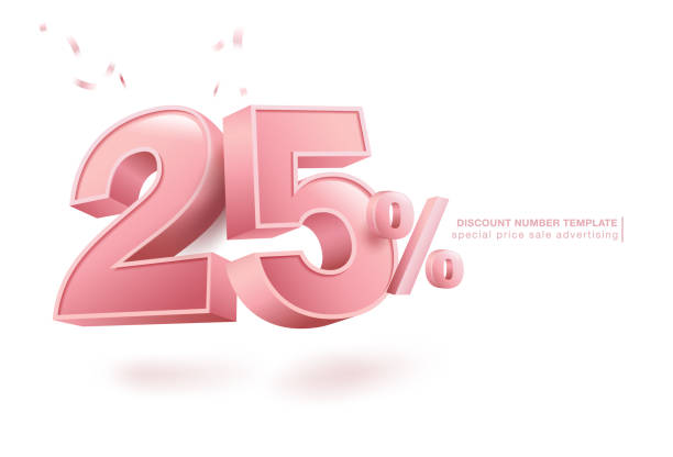25 percent discount font 3d 25 percent discount font in 3d vector style. Special offer 25% discount vector illustration. 3d number stock illustrations
