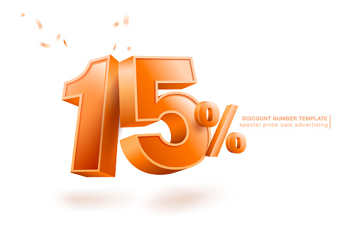 Discount Special Offer up to 15% off Label Vector Template Design Illustration.