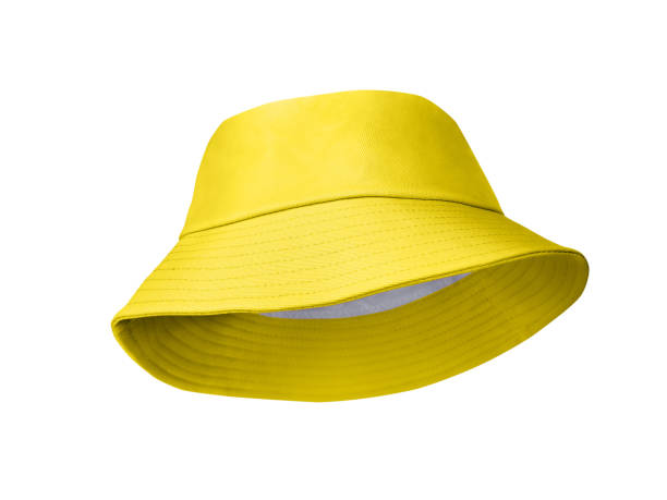 istock Yellow bucket hat isolated on white background 1458659713