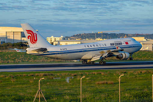 Seoul, South Korea- February 8, 2011: Seoul Incheon International Airport is a transportation Hub in Northeast Asia. Here is a Boeing 777 airplane of Korean Air in this airport.