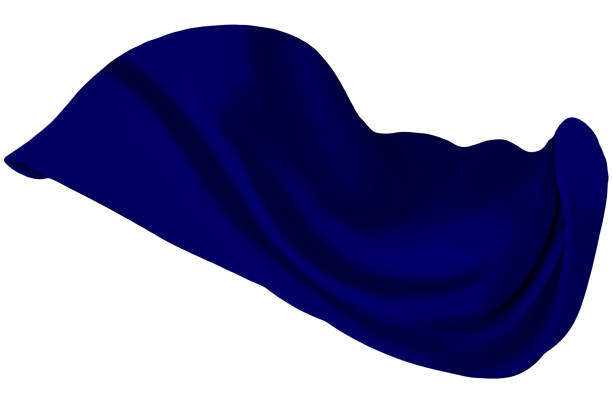 istock Smooth elegant blue satin isolated on white background, elegant blue transparent cloth separated on white background. 1458661190
