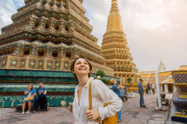 istock Woman exploring  Wat Pho in Bangkok 1458662111