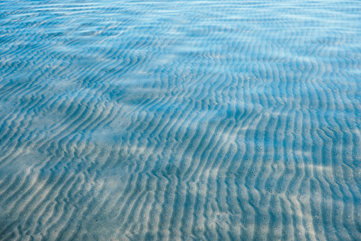 Water surface on a sandy beach.