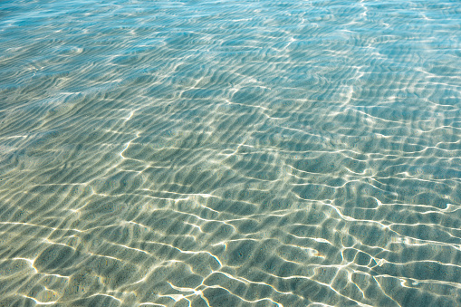Water surface on a sandy beach.