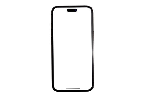istock Mockup smart phone clipping path Transparent isolated screen for template new phone Mock up screen display app 1458668909