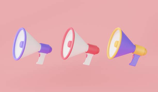 istock three megaphone loudspeaker icon. Speaker icon, remind, Advertising and promotion, Noise speaker. Speak news announcement. Marketing time concept. 3d render illustration. cartoon minimal style 1458674815