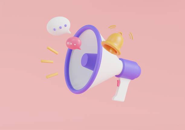 istock Megaphone loudspeaker icon with notification and speech bubble. Speaker icon, remind, Noise speaker. Speak news announcement. Marketing time concept. 3d render illustration. cartoon minimal style 1458674825