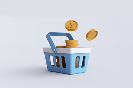 Three Dimensional, Banking, Basket, Coin, Color Image