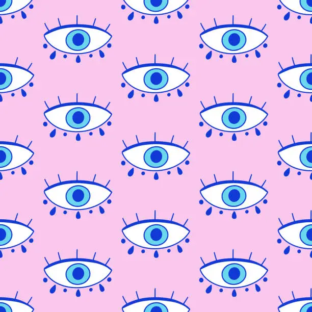Vector illustration of Evil eyes seamless pattern. Magic Nazar vector background texture