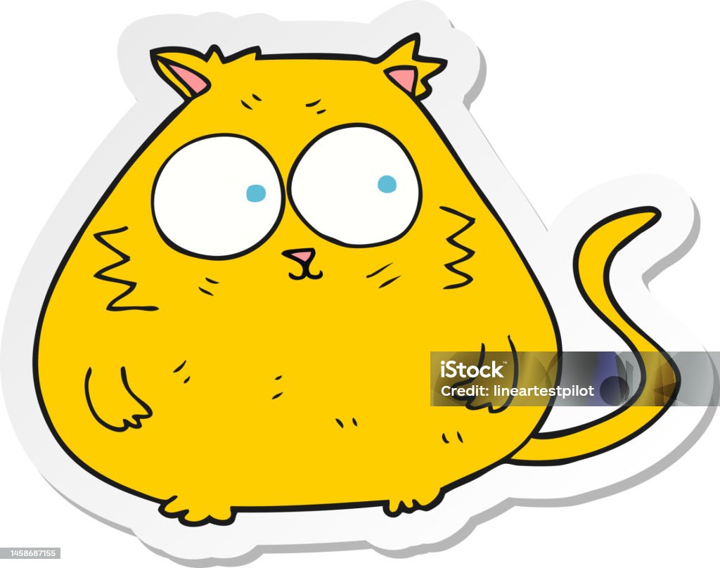 Stiker Kucing Gemuk Kartun Ilustrasi Stok - Unduh Gambar Sekarang