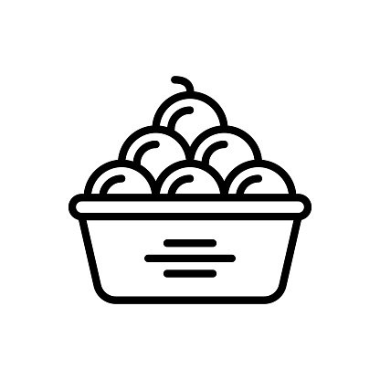 Icon for full, filled, teeming, fraught, adequate, sufficient, product, fruit, vegetable, basket