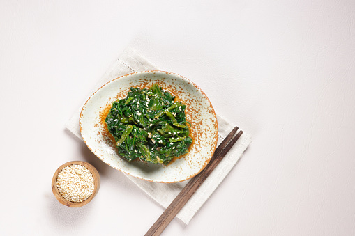 Korean food - Sigeumchi Namul is an easy Korean Side Dish or Banchan made with spinach.