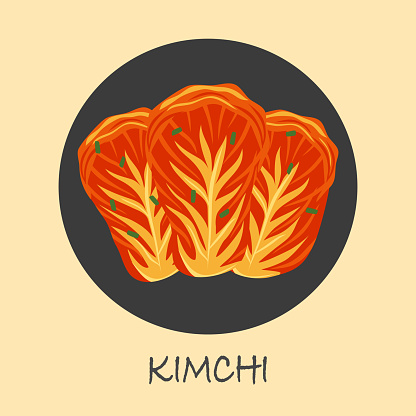 Kimchi traditional Korean dish in flat design.