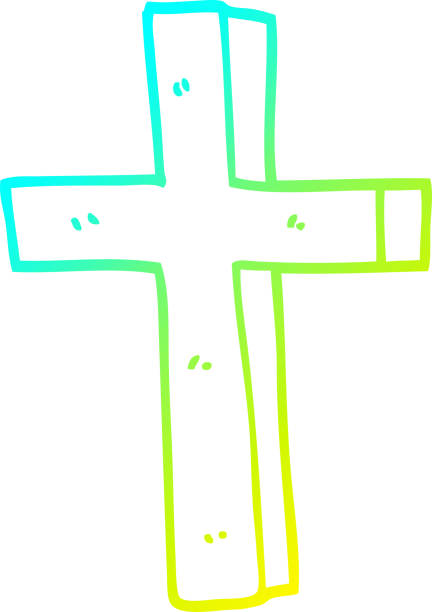 istock cold gradient line drawing of a cartoon gold cross 1458698972