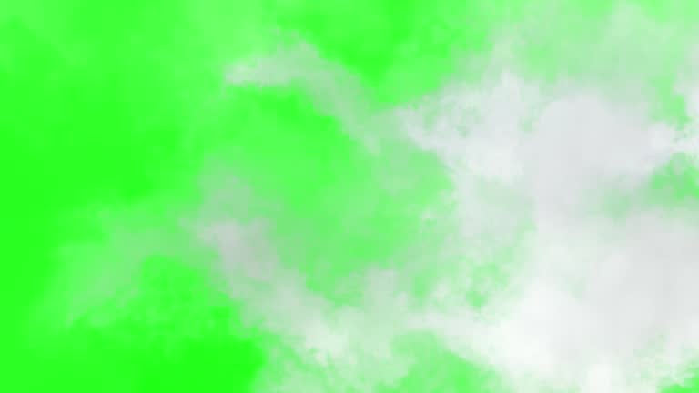 Animated Clouds Moving Fast on Green Screen. Fly through clouds