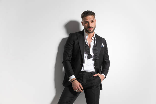 istock young fashion model is posing with one hand in pocket 1458700553
