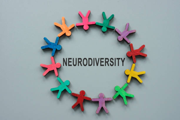 Circle from colorful figures and sign neurodiversity. stock photo