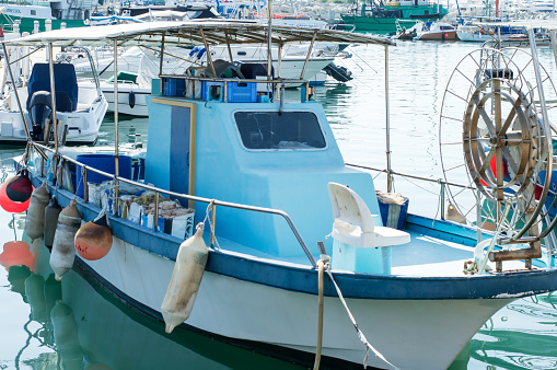 Fishing boats and shrimp boats in the old fishing port