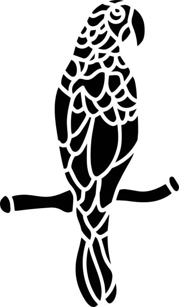 Vector illustration of Parrot Vector Stencil, Black and White