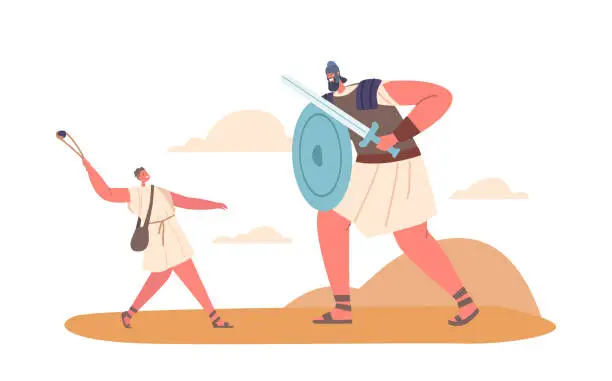 Vector illustration of Biblical Story Of David And Goliath Character who Described In Book Of Samuel As A Philistine Giant Defeated By David