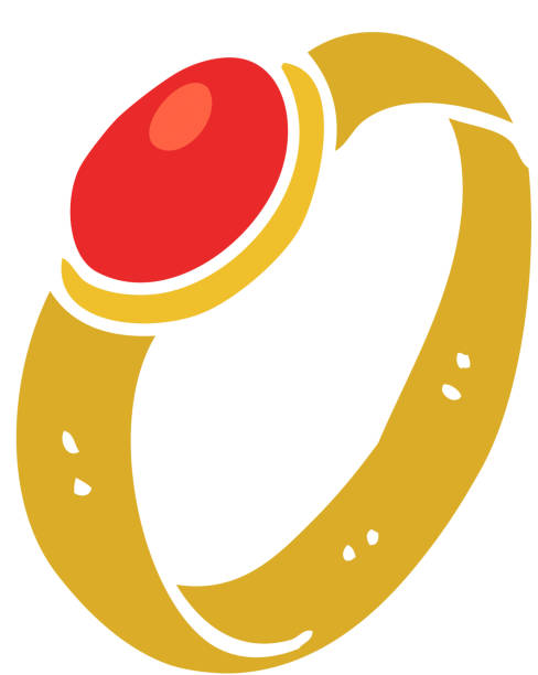 flat color illustration of ruby ring flat color illustration of ruby ring smart ring stock illustrations