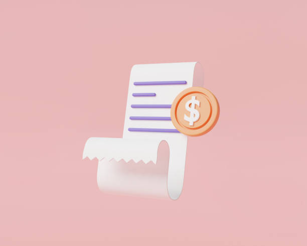 Paper document with coin money. online payment, Invoice icon. Bill paid symbol. statement, bill icon suitable, Bill payment, Financial report. 3d render illustration. cartoon minimal style documento en papel con moneda de moneda. pago en línea, icono de factura. símbolo de factura pagada. estado de cuenta, icono de factura adecuado, pago de facturas, informe financiero. ilustración de renderizado 3d. estilo minimalista de dibujos animados