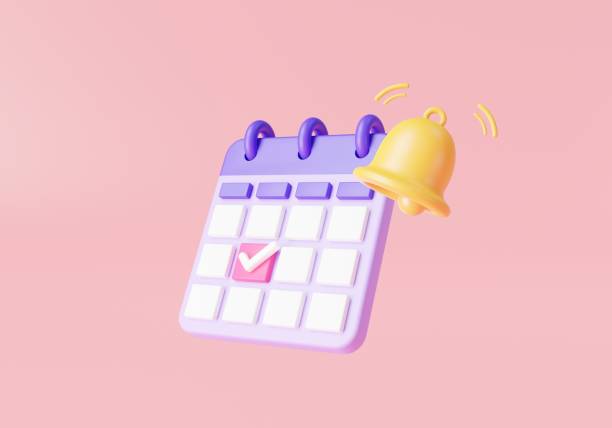 istock 3d render illustration calendar icon with bell notification. reminder in calendar, Meeting reminder planner, business planning, calendar assignment icon. holiday, event, date, note, Planning concept 1458711370