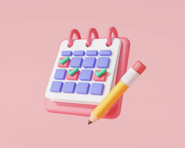 istock 3d render illustration calendar icon with pencil on pink background. calendar assignment icon. holiday, event, date, note, Day month year time appointment. Planning concept. cartoon minimal style 1458711385