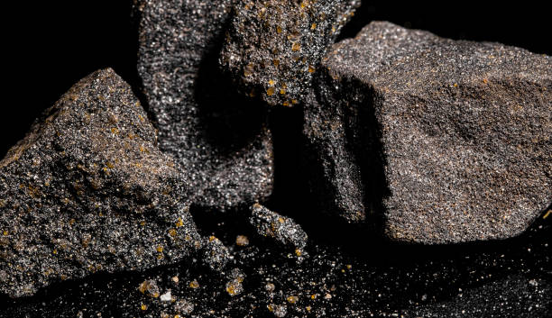 istock Macro Close up image of raw material Platinum and Chrome Ore roc 1458712618