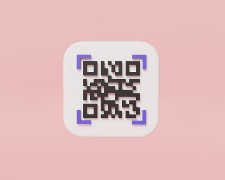 QR code scanning payment and verification icon. Cashless technology concept, Payment transaction, scan QR code, E wallet, online shopping, money transfer, online payment. 3d render illustration