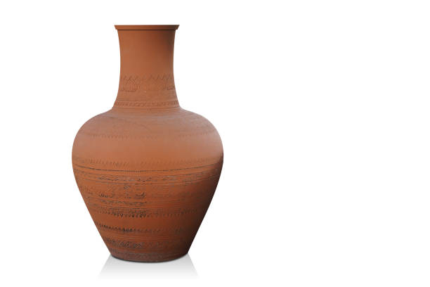 istock old large brown clay vase on white background, object, decor, modern, gift, flower, nature, copy space 1458714403