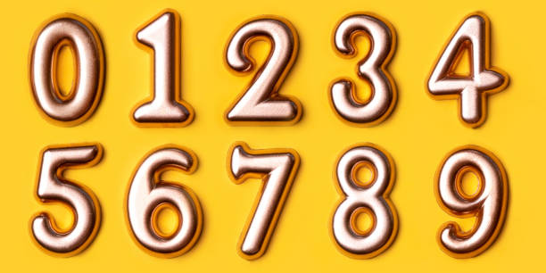 istock Metal numbers set on a yellow background. 1458716871