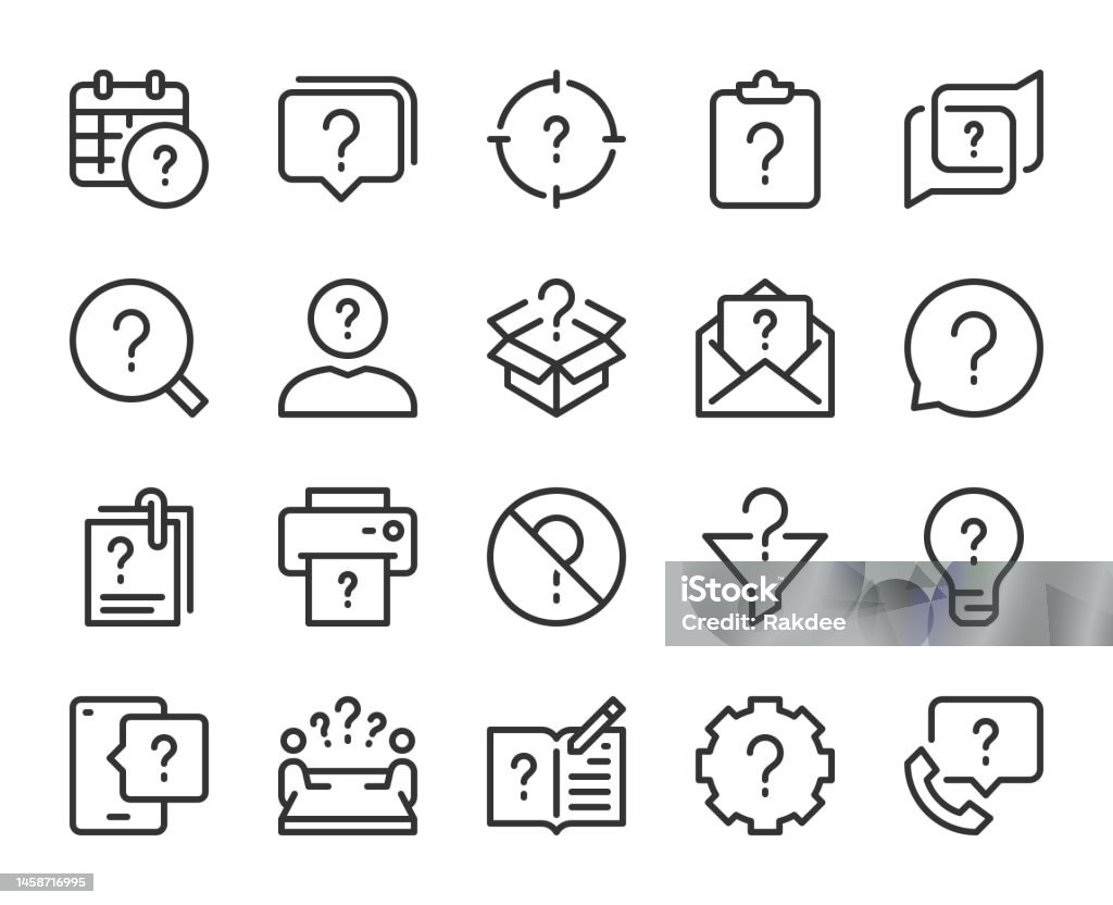 Question - Line Icons Question Line Icons Vector EPS File. Asking stock vector