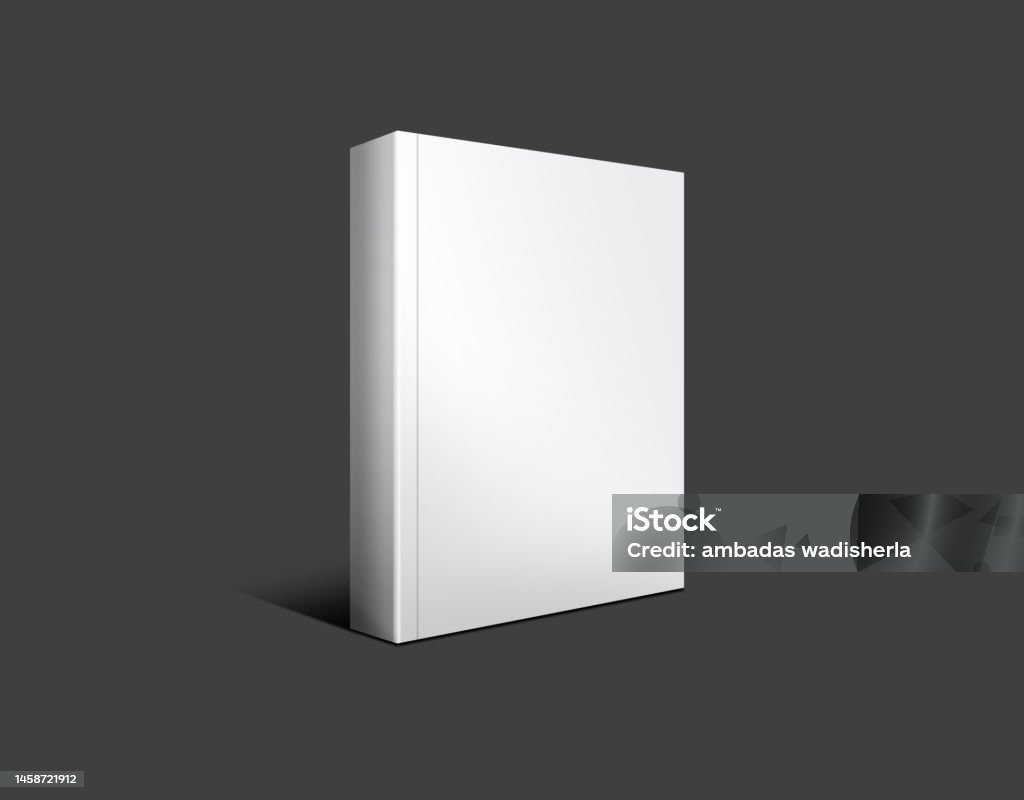 Blank illustration Cover Of Magazine, Catalogue, Books, Diary, note book mock-up, empty mockup on isolated dark background. 3D illustrating. Mock Up Template Ready For Your Design. Hardcover Book Stock Photo