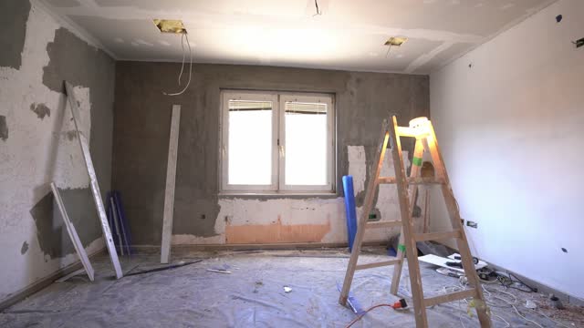 An empty room in a state of renovation