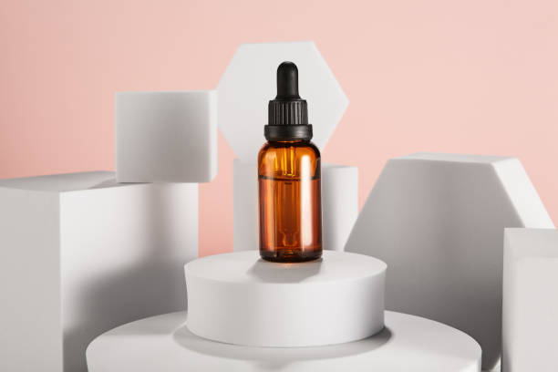istock Abstract design template for beauty product in vial. 1458722789