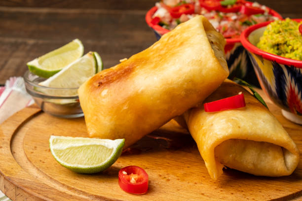 istock Spicy chimichanga traditional Mexican 1458723722
